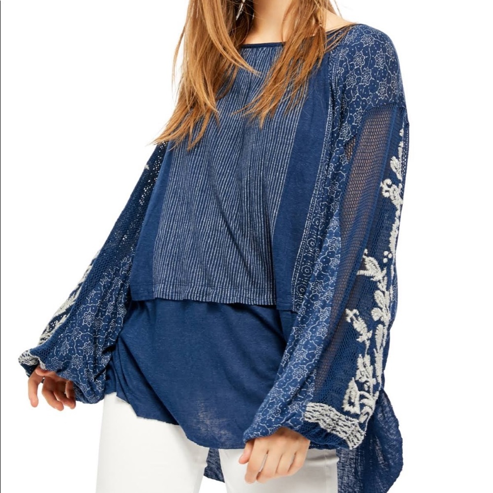 Free People Indigo Dream lace top